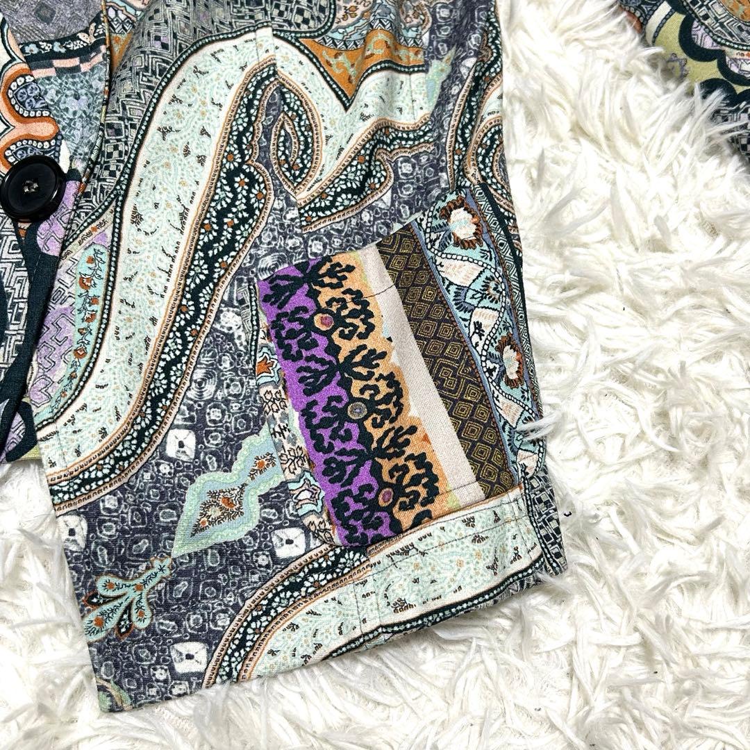 良品　エトロ　テーラードジャケット　42 マルチカラー　ストレッチ　総柄