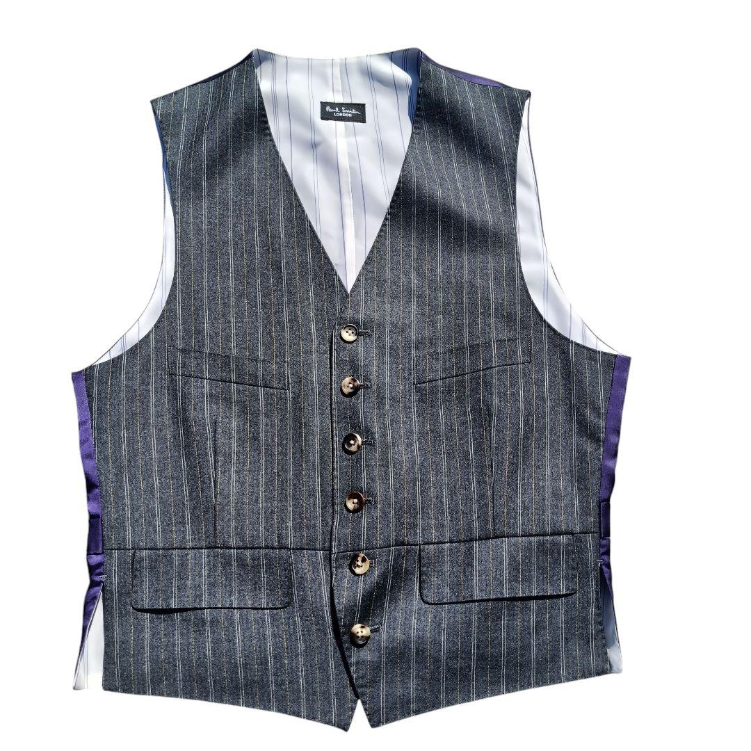 ポールスミス スーツ セットアップ 3ピース グレー ストライプ 美品 お洒落