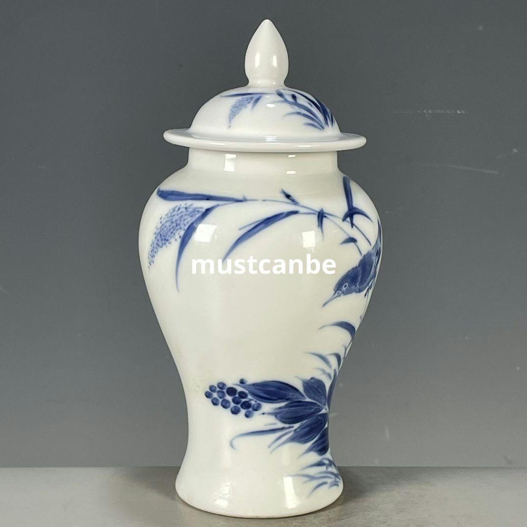 青花花将軍壺 景徳鎮 陶磁器 装飾品 現代工芸品 美術品 置物