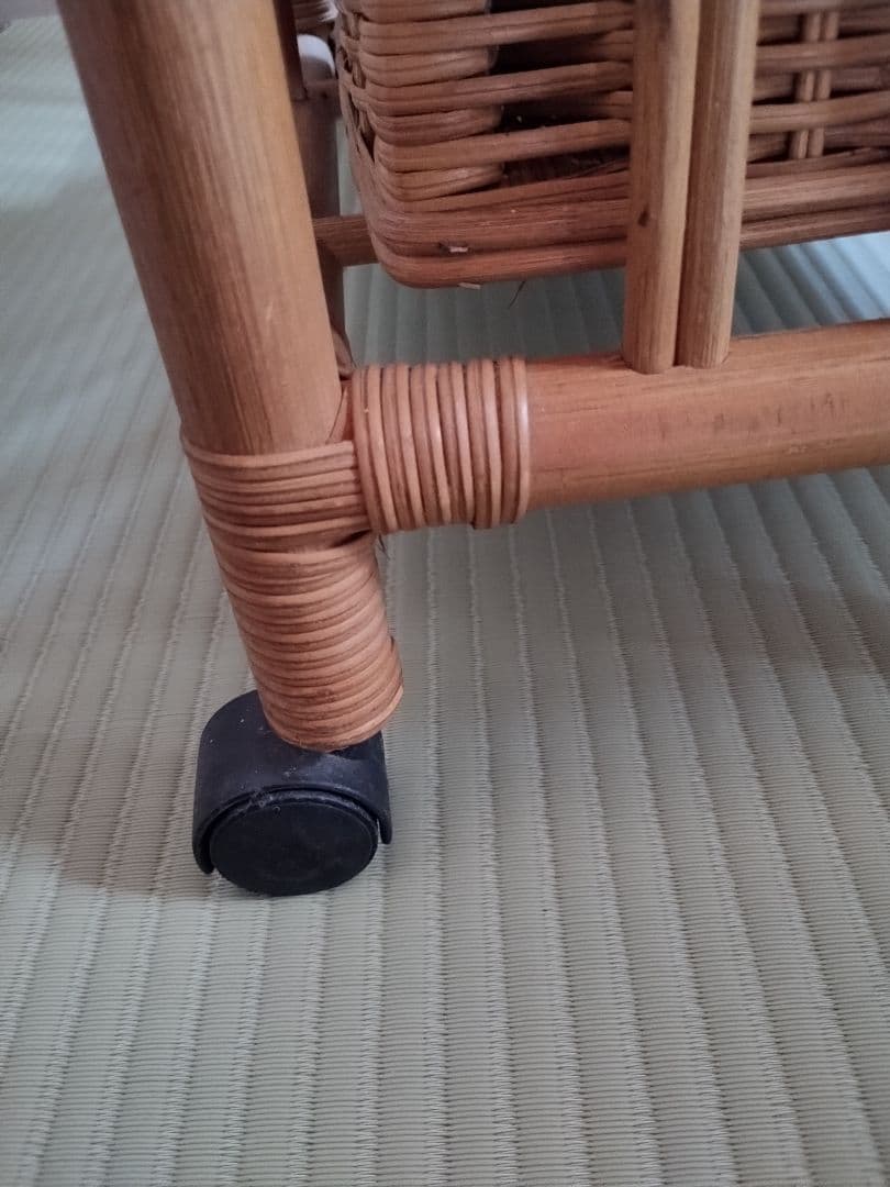 ヴィンテージ　ラタン　ハンガーラック　籐家具　昭和レトロ　棚　ラック　引き出し