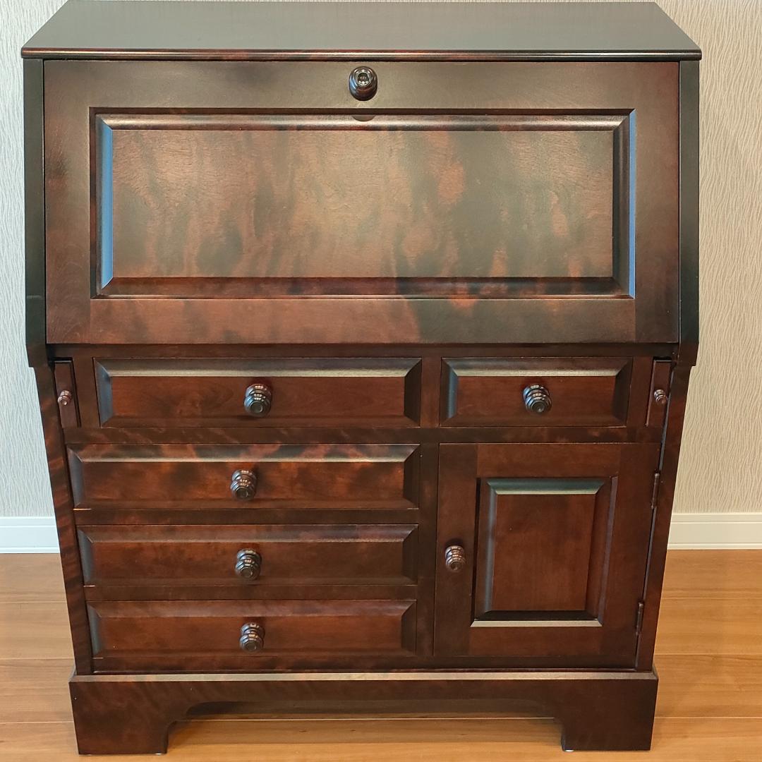 北海道民芸　ライディングビュロー　デスク　樺材　コンセント付き