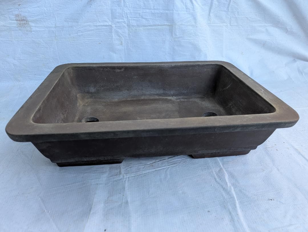 【大型盆栽鉢】一友印 長方形 55.5×40×13cm 無釉 植木鉢 盆栽鉢