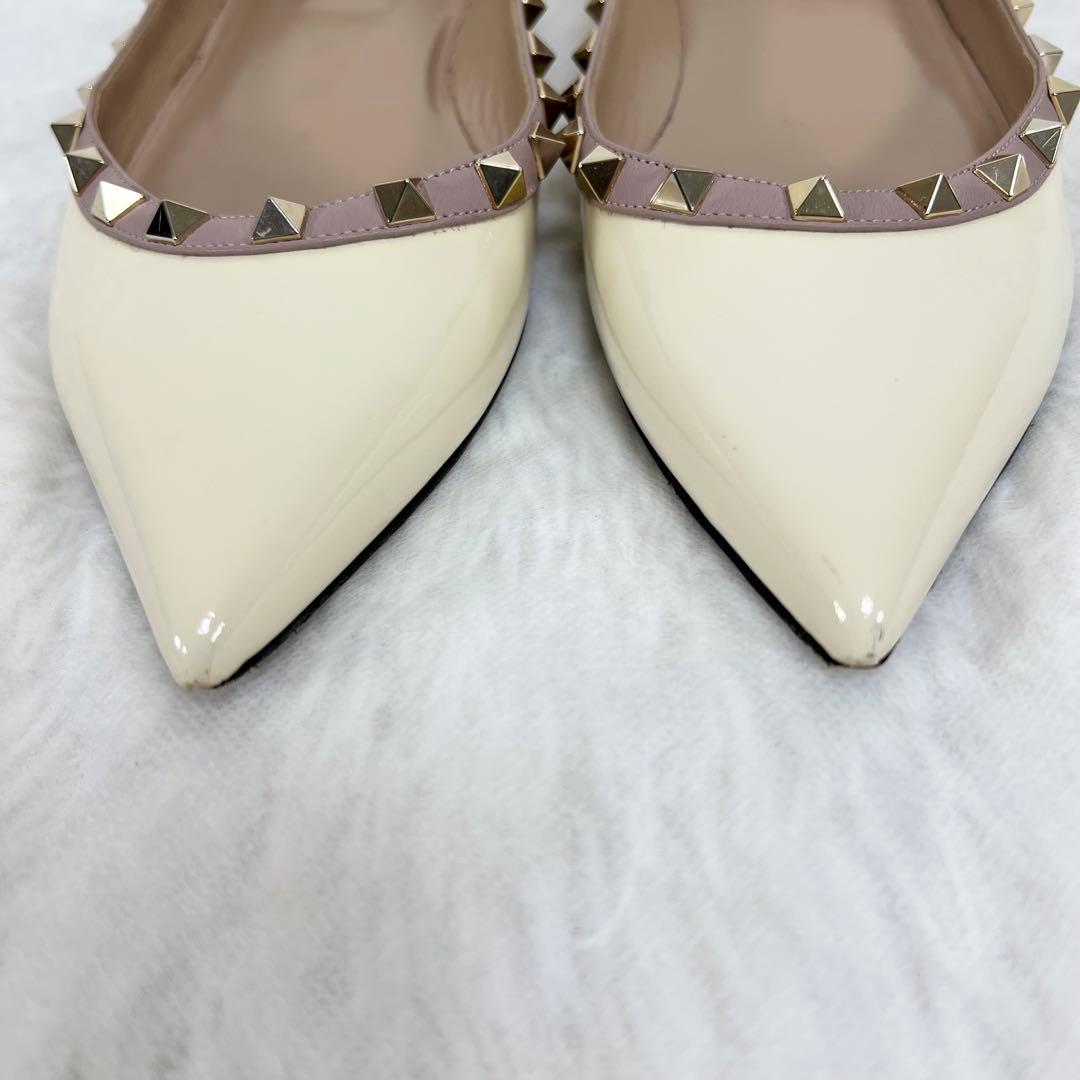 VALENTINOロックスタッズ パテント バレリーナ フラットシューズ39.5