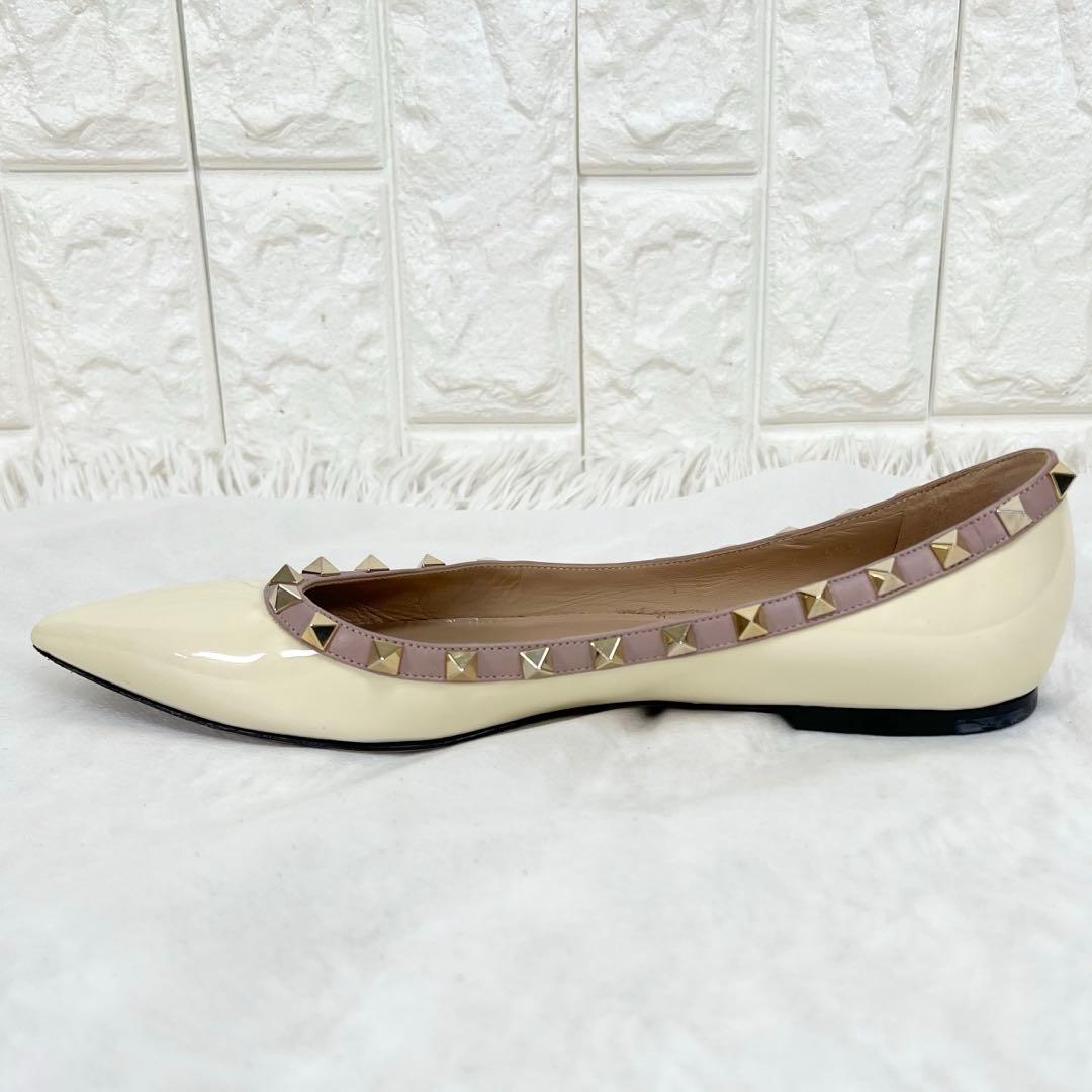 VALENTINOロックスタッズ パテント バレリーナ フラットシューズ39.5