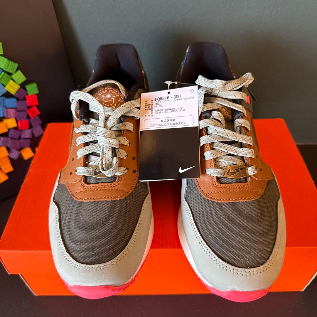 新品未使用 NIKE 26.5cm ゴルフシューズ ペガサス 89G カーキ