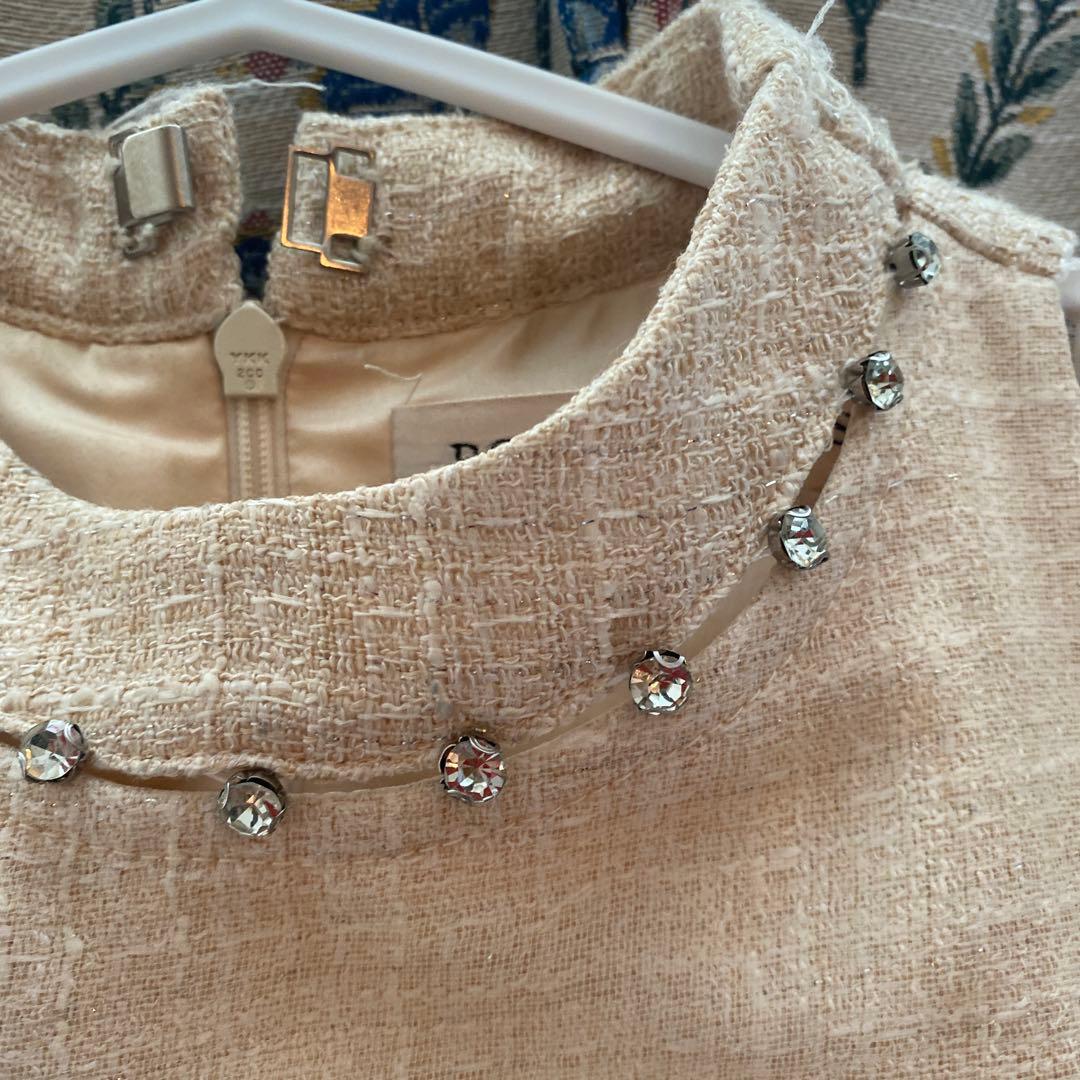 ローブドフルール　アイボリー ハイネックドレス ビジュー付き