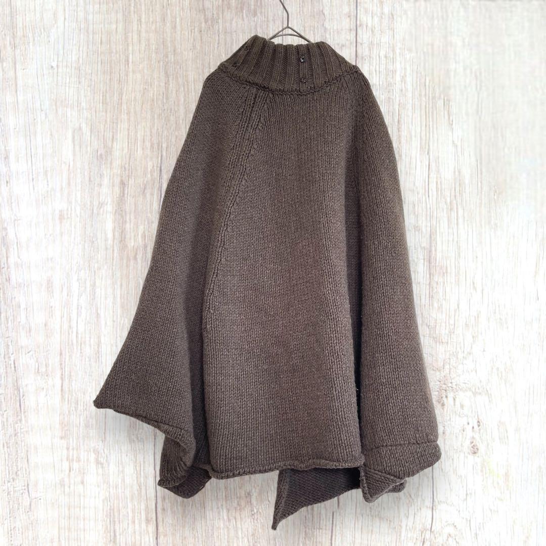 【 エンリーベグリン 】ニットポンチョ カシミヤ カシミア ウール 茶 イタリア