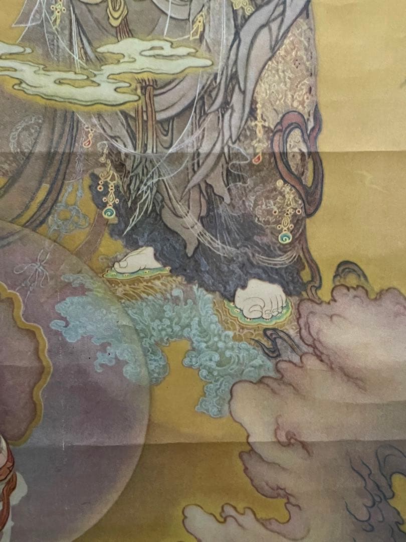 國寳 【狩野芳崖 悲母観音 】骨董品 アンティーク 日本 掛け軸 中国 美術品。