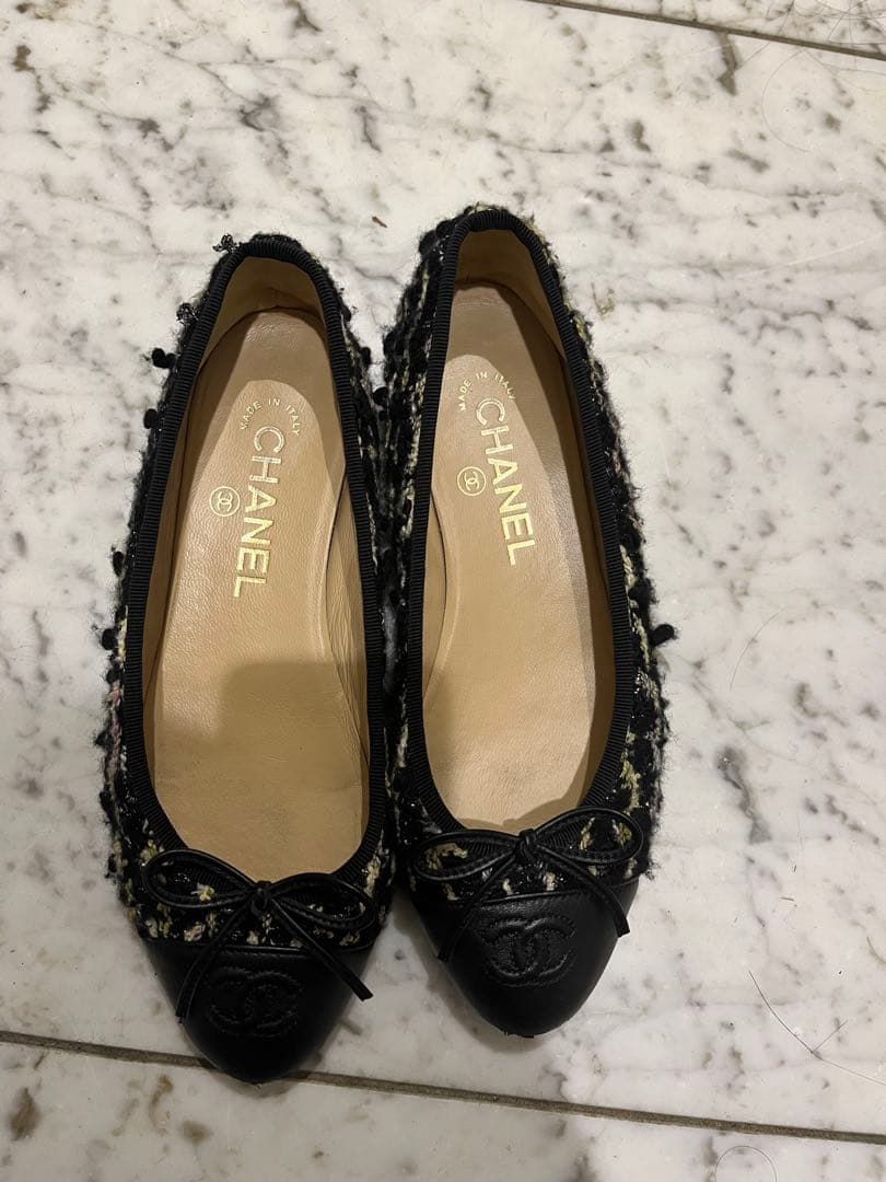 【美品】CHANEL ツイード フラットシューズ　36