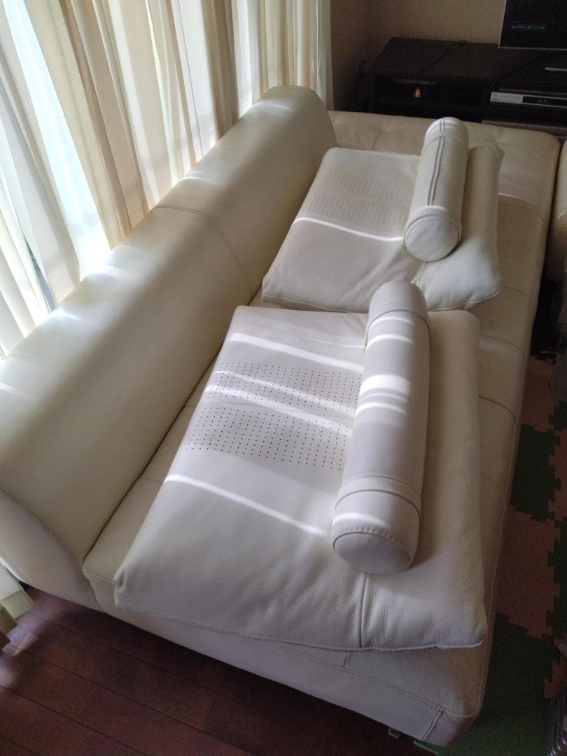 ★L/Sコンフォート11　IDC大塚家具 ソファ 本革 レザー ホワイト★