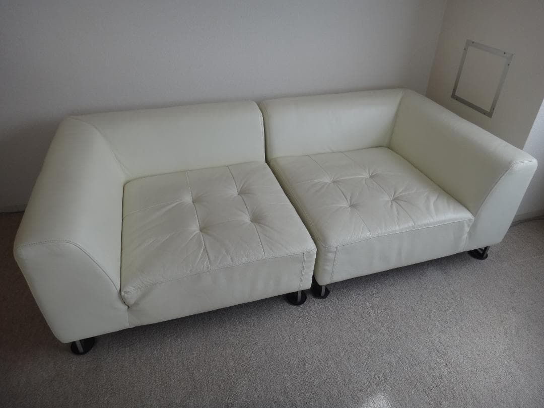 大塚家具 革張り2人掛け白ソファ IDC L/S COMFORT 11中古品！