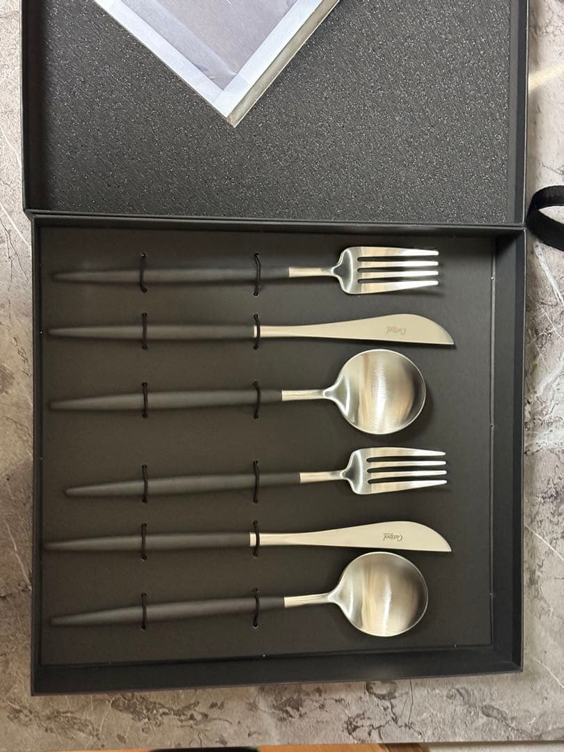 【正規品】クチポール　ゴア・ブラック　シルバー　ディナーセット6PCS（箱入り）