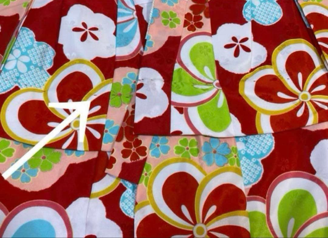 七五三 子供用 着物 セット 被布着 赤　レトロ ピンク 花柄