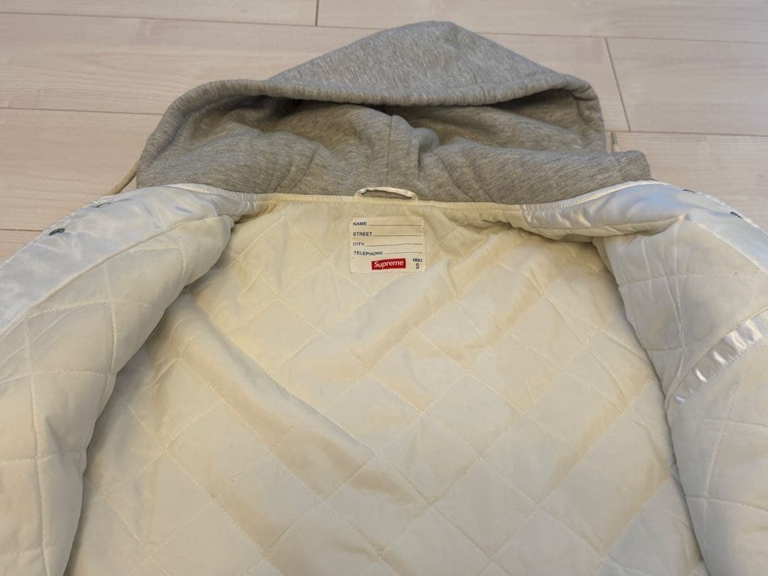 ジャケット・アウター Supreme Hooded Satin Varsity Jacket S