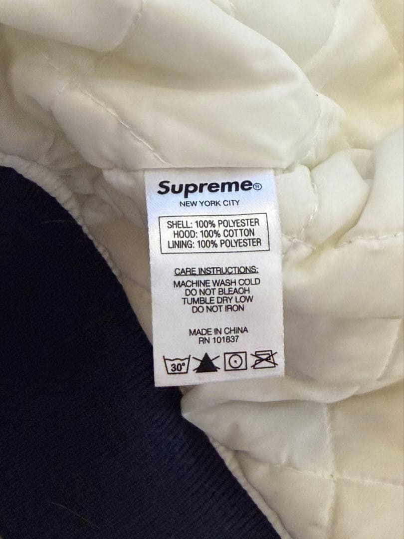 ジャケット・アウター Supreme Hooded Satin Varsity Jacket S