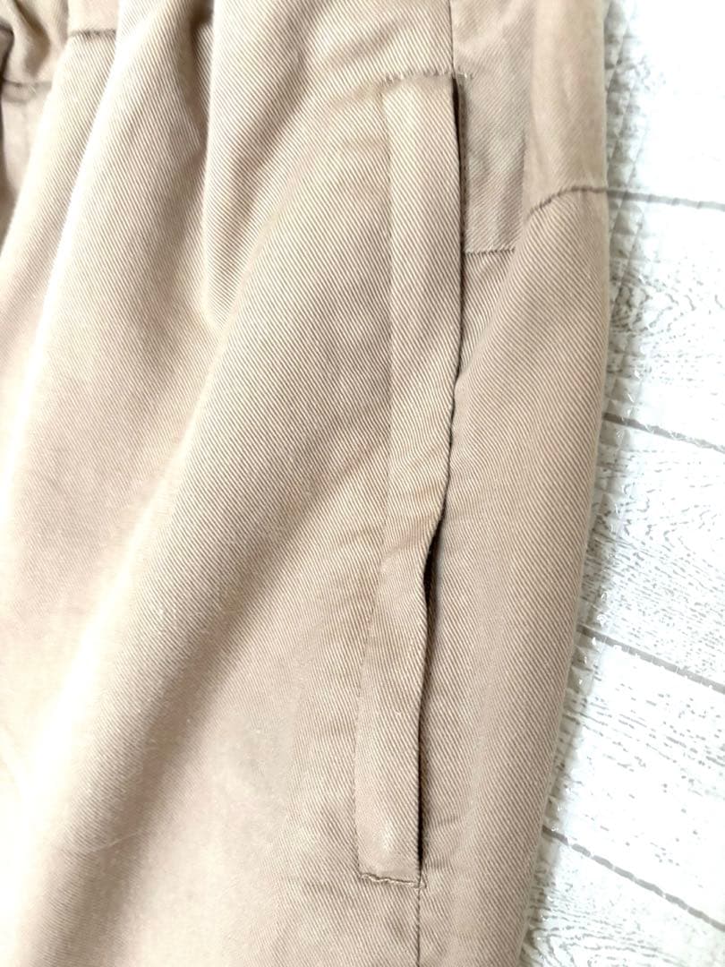 nagonstans ワイド タック パンツ ベージュ ドローストリング S