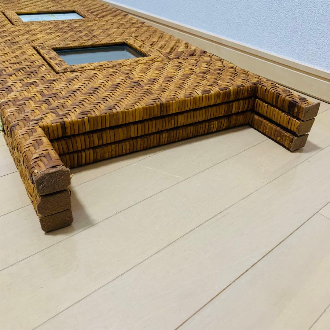 【超希少】ラタン 籐家具 パーテーション 3連 アーチ型 網代編み