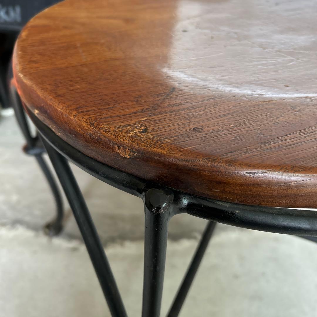 ヴィンテージ インダストリアル アイアン ウッド スツール チェアー 椅子 B
