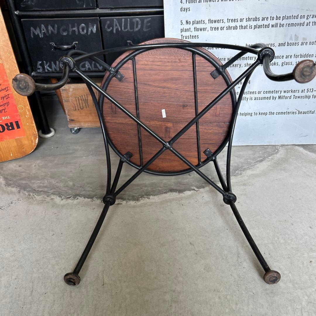 ヴィンテージ インダストリアル アイアン ウッド スツール チェアー 椅子 B