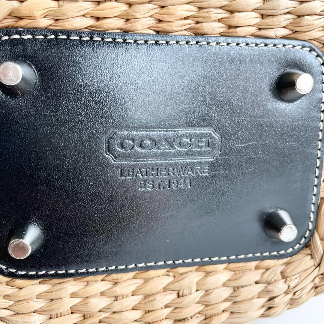 バカンスにぴったり✨ コーチ COACH かごバッグ ハンドバッグ ブラック