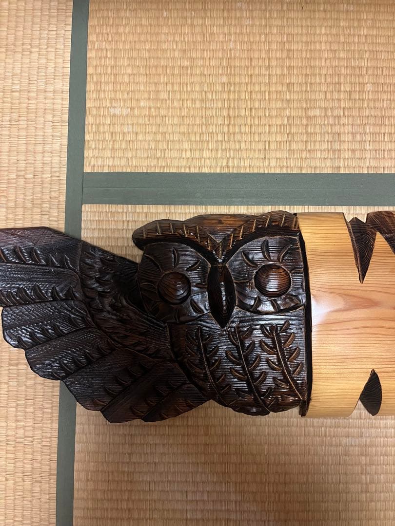 木彫りフクロウ　ウェルカムプレート