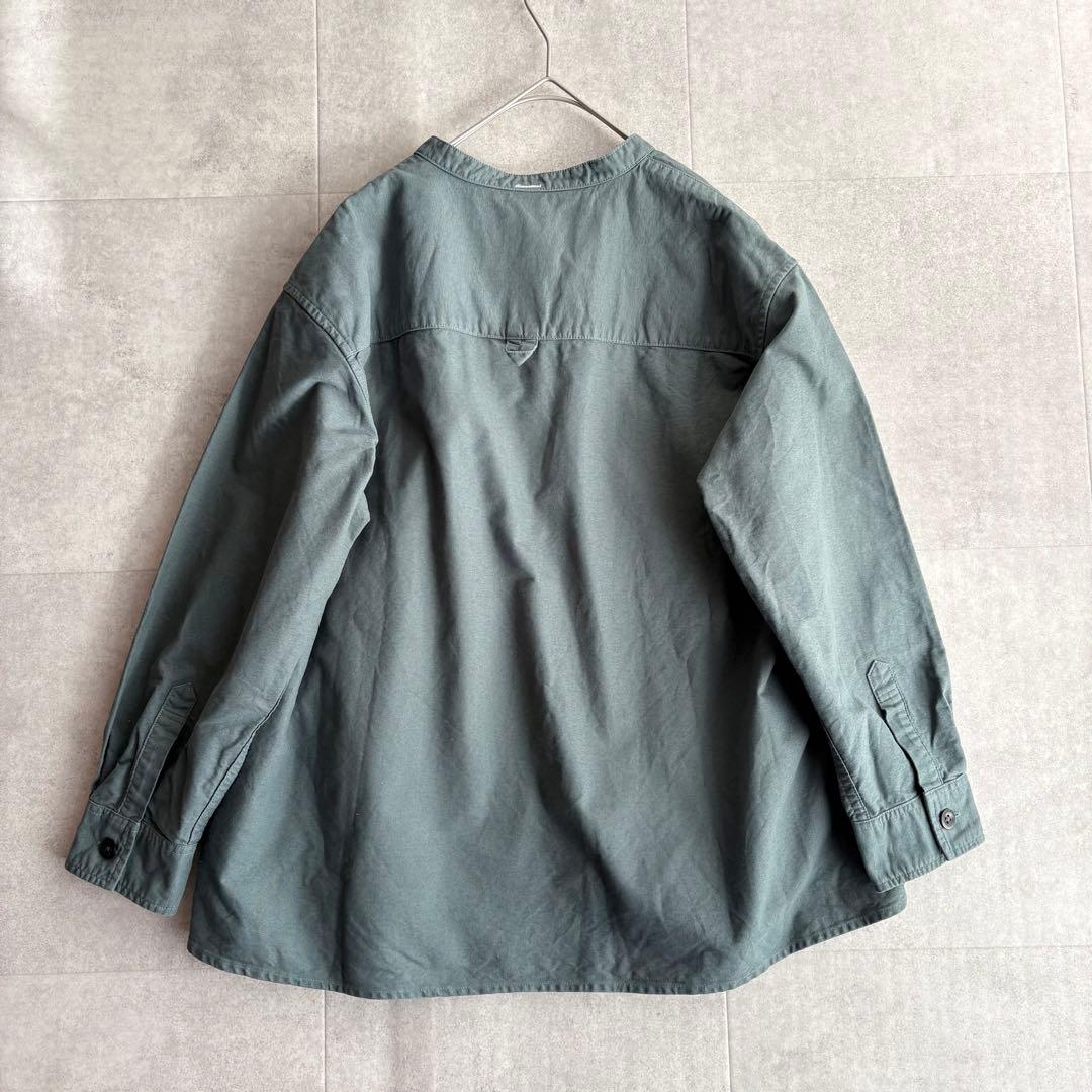 近年✨MHL. SOFT HOPSACK コットン バンドカラー シャツ Ⅰ