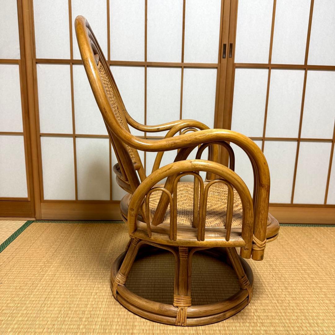 【送料無料】天然籐 ラタン製 360°回転座椅子