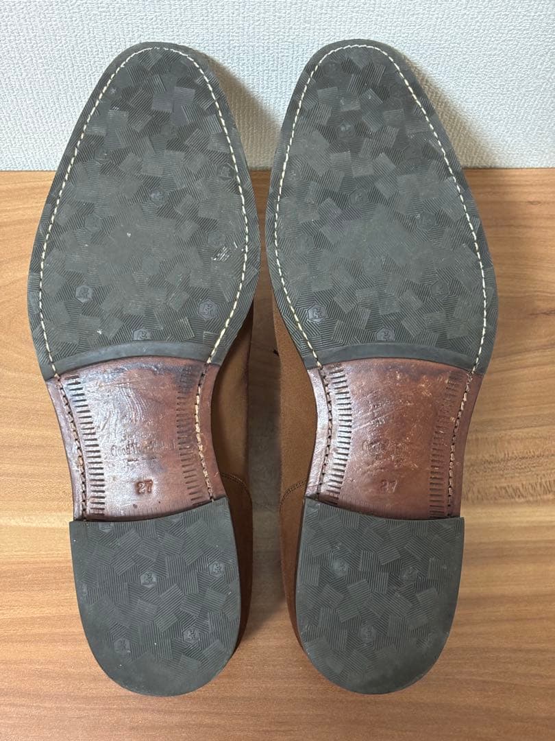 ブラウン スエード レースアップ ドレスシューズ