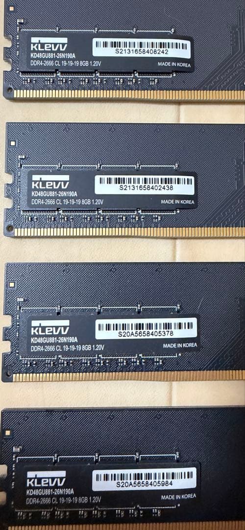 KLEVV DDR4-2666 8GBメモリ 4枚(32GB) セット