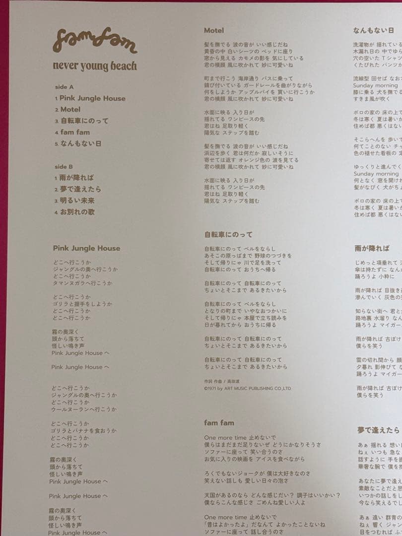 never young beach fam fam レコードLP