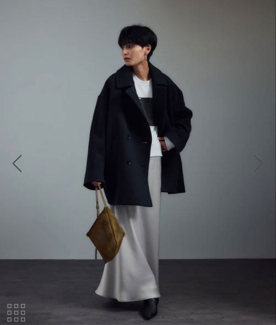 SALON adam et ropé MANTECOウールPコート　ネイビーS