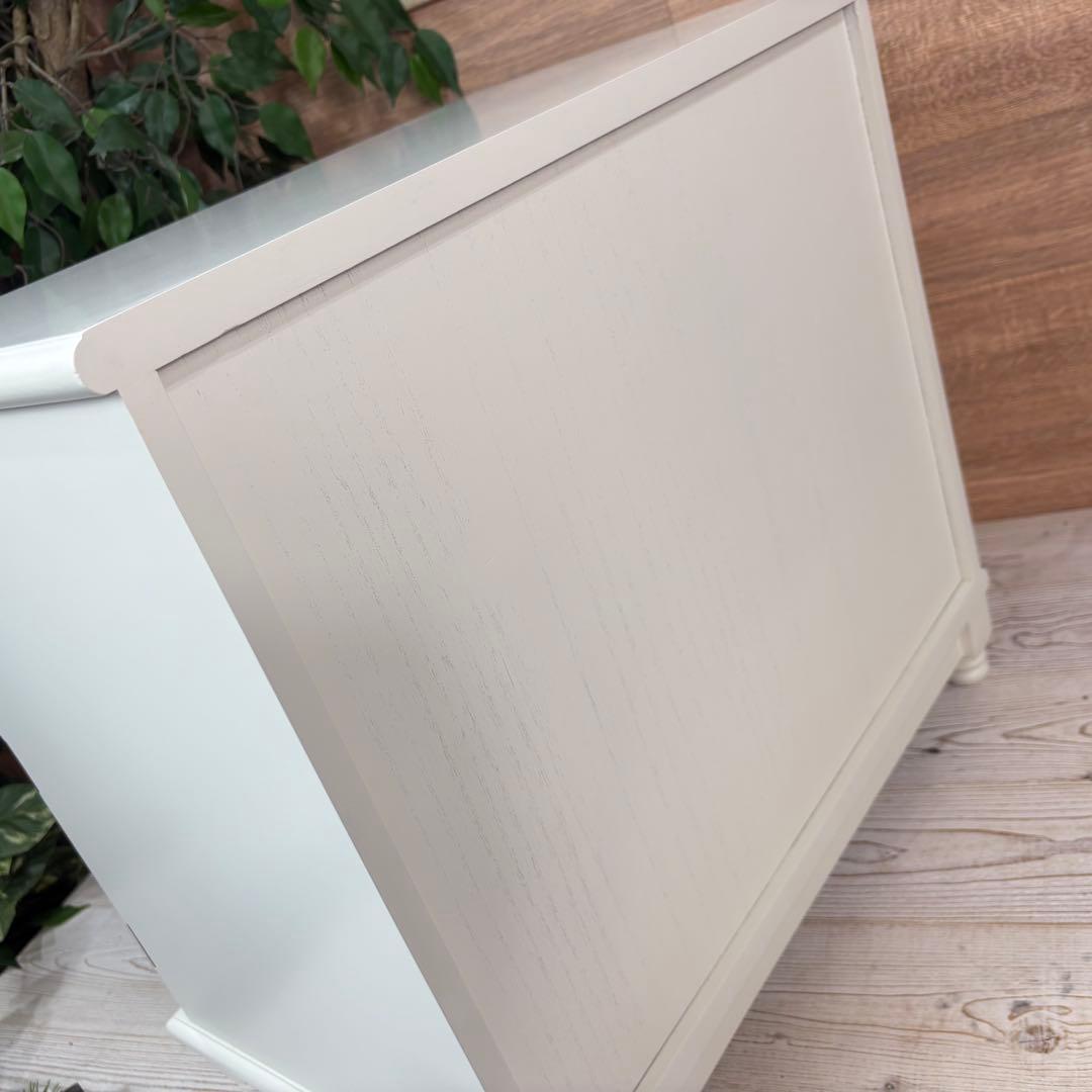 訳あり品！【113】フレンチカントリー北欧調ホワイト扉キャビネット木製飾り棚収納