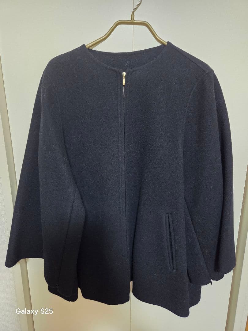 23区L ウールリバーケープジャケット黒