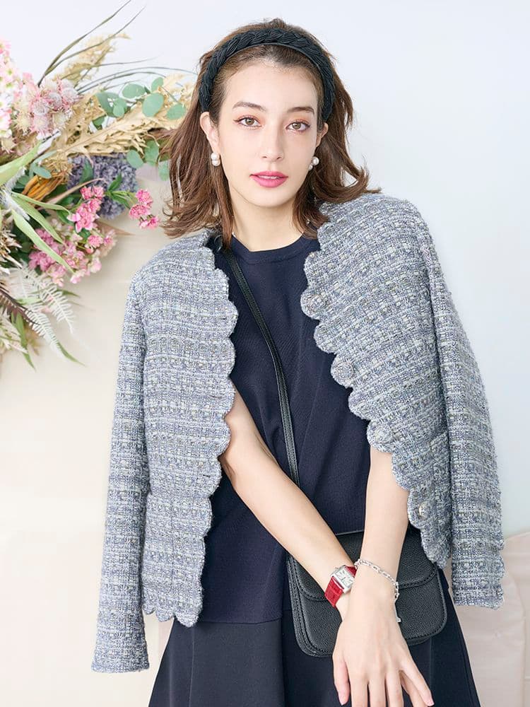 Miii【0109-1】Chesty スカラップツイードジャケット