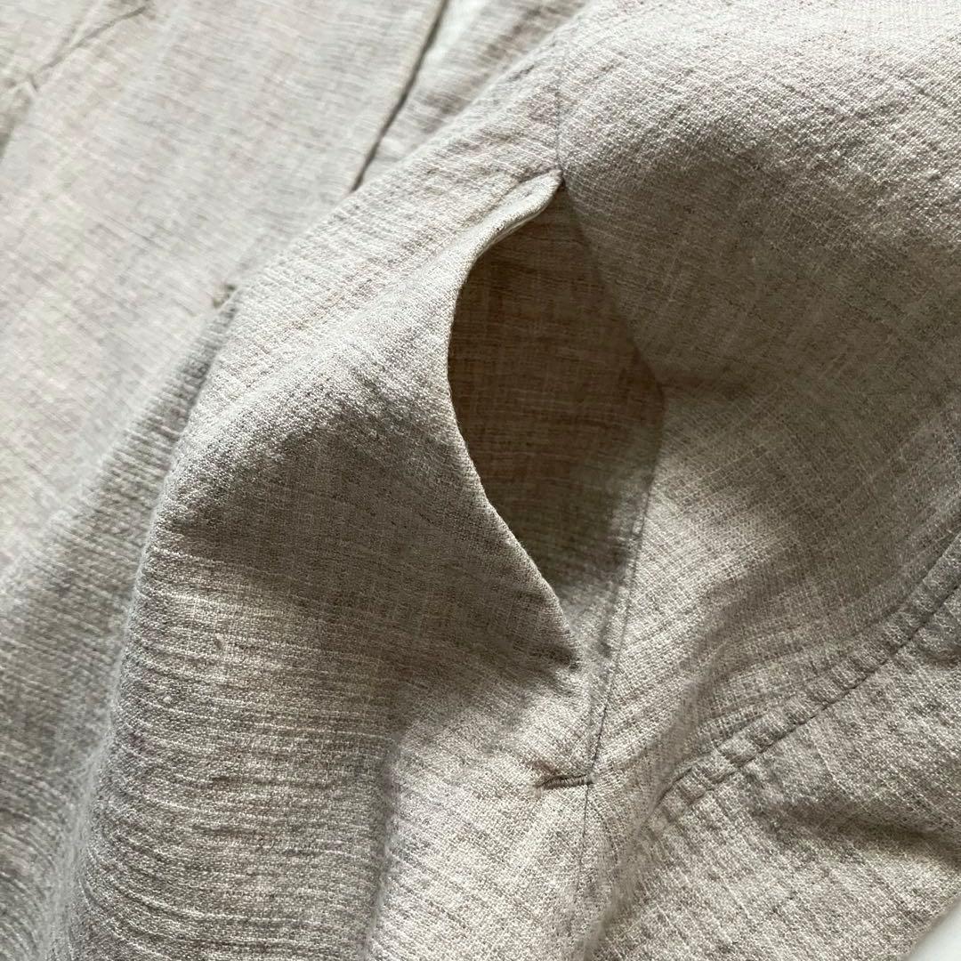 プリスティン コットンヤクリネン二重織りジャケット　カラーレス　ゆったり