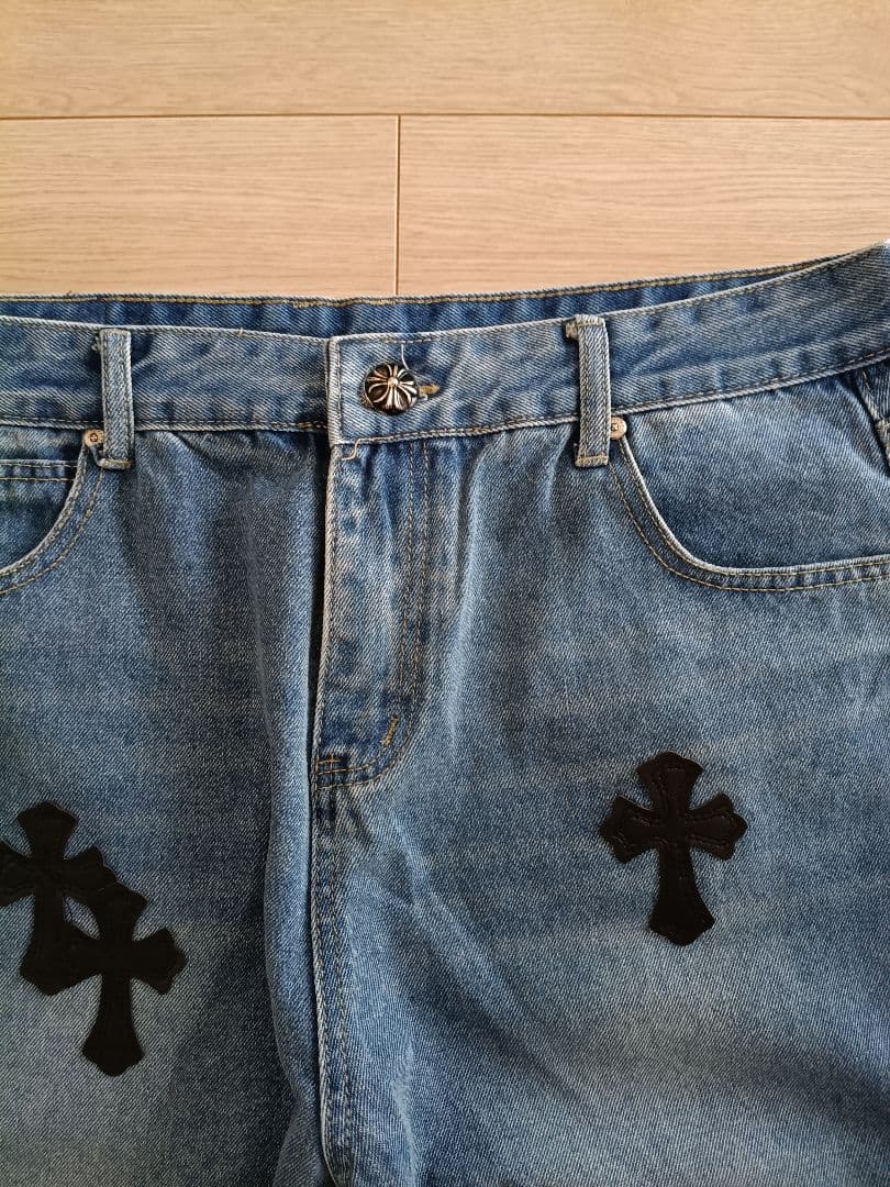 クロス柄 デニム ジーンズ W36