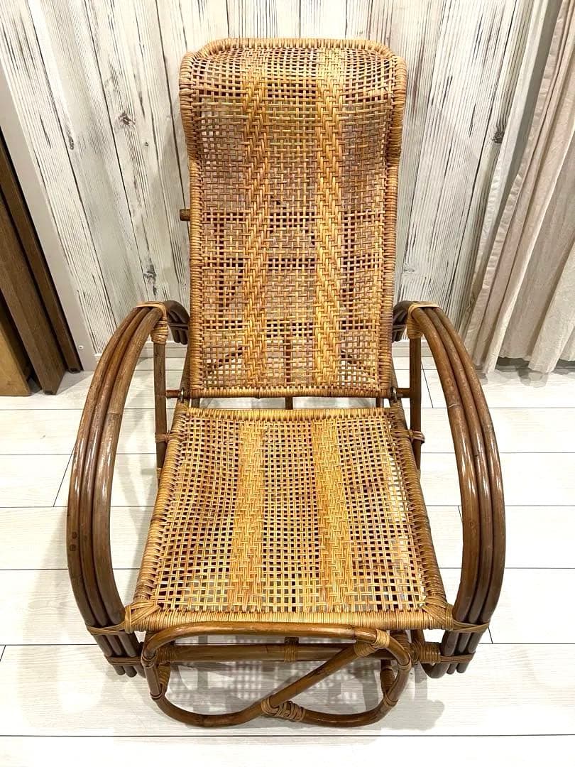 ラタン リクライニングロッキングチェア ヴィンテージ たのメル便にて発送