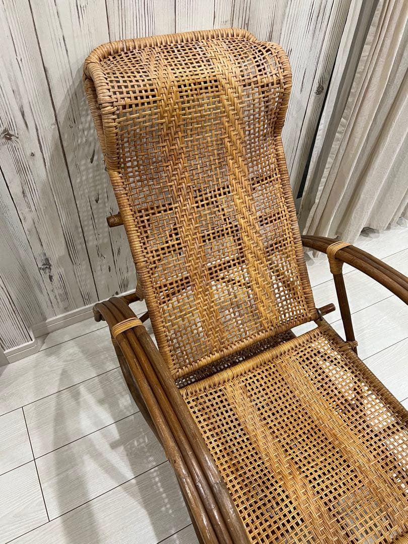 ラタン リクライニングロッキングチェア ヴィンテージ たのメル便にて発送
