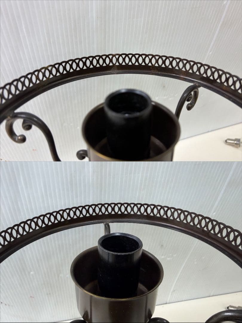 アンティーク ガラスシェード テーブルランプ 現状品