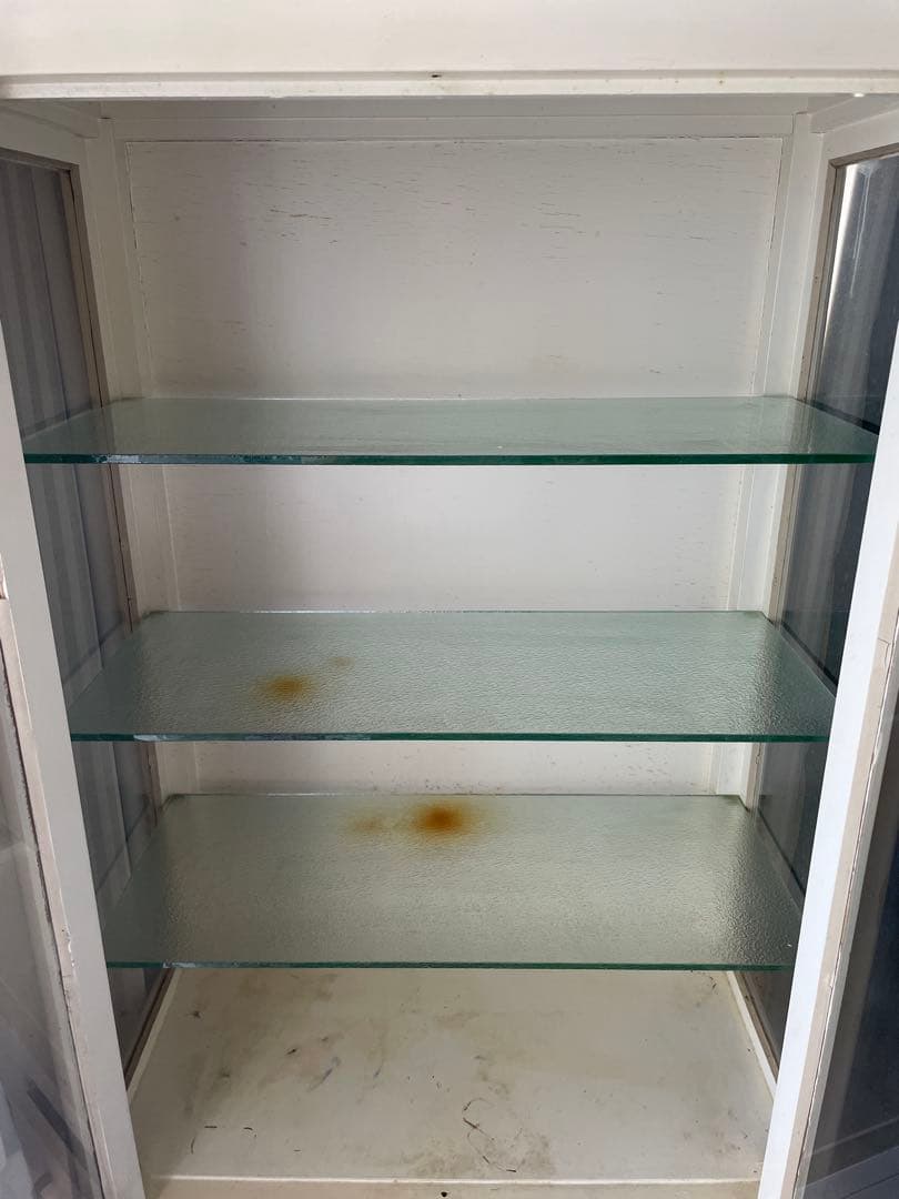 アンティーク　木製ガラス扉キャビネット