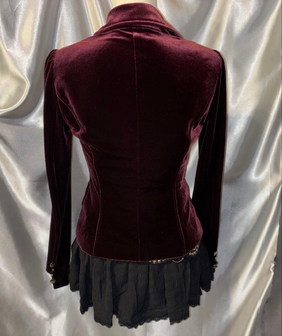 ダークコア gothic y2k ゴスロリ ベロアジャケット ワイン グランジ