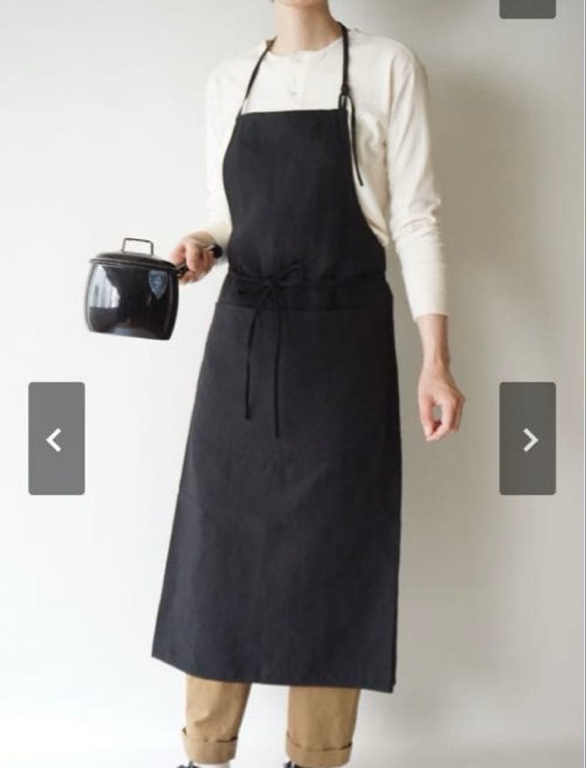 UTO フランスエプロン　リネン　ブラック