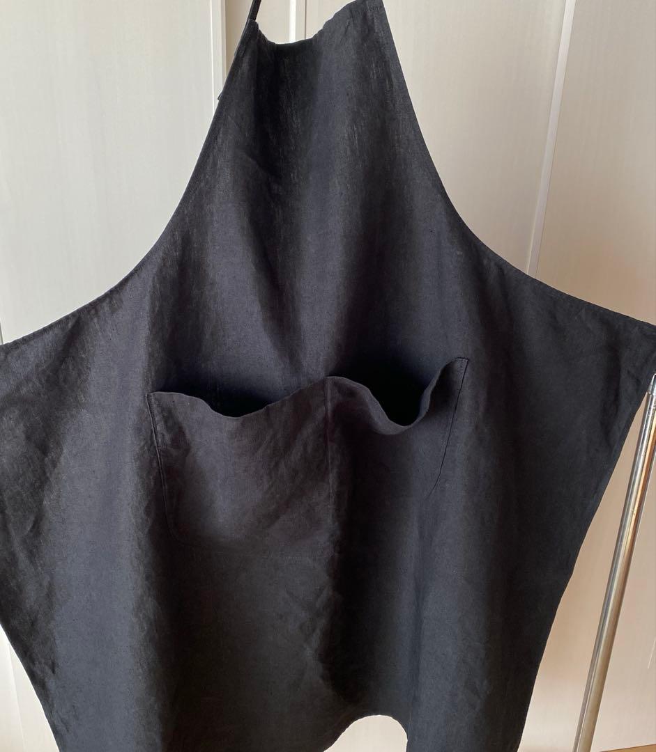 UTO フランスエプロン　リネン　ブラック