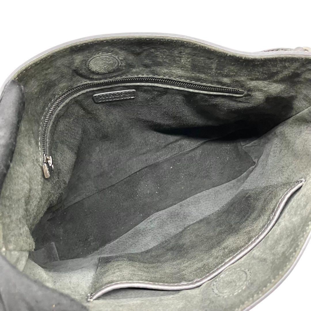 美品 2116 HIROFU プリマ ワンショルダーバッグ シボ革 Hロゴ