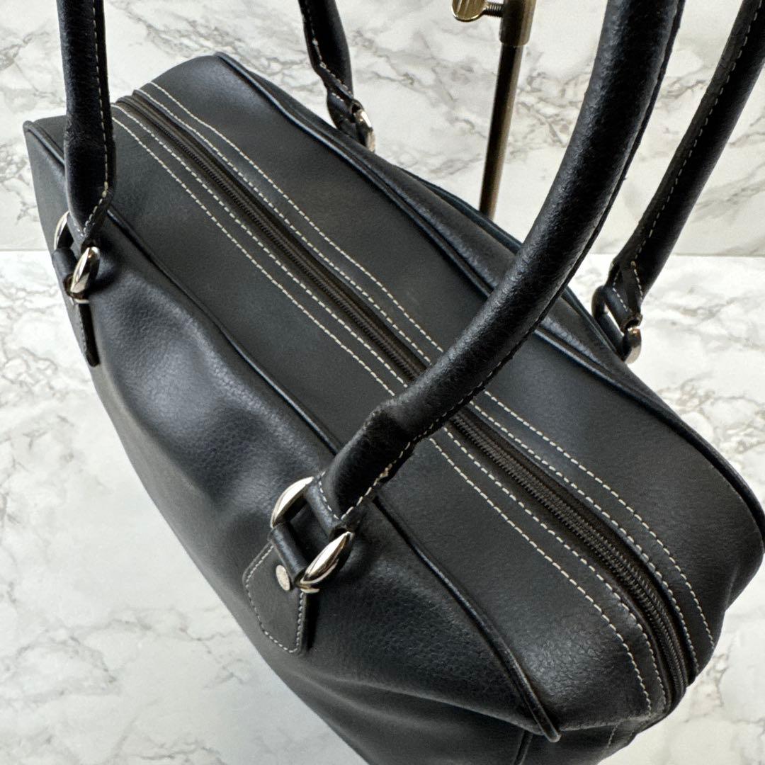 HAMANO ハマノ 本革 オイルドレザー セミショルダー ハンドバッグ 黒