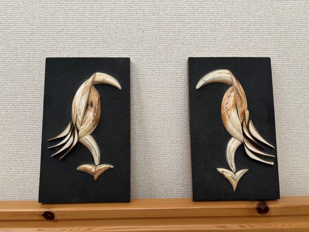 壁掛け　壁飾り　アート　一対の鳥　アフリカ産