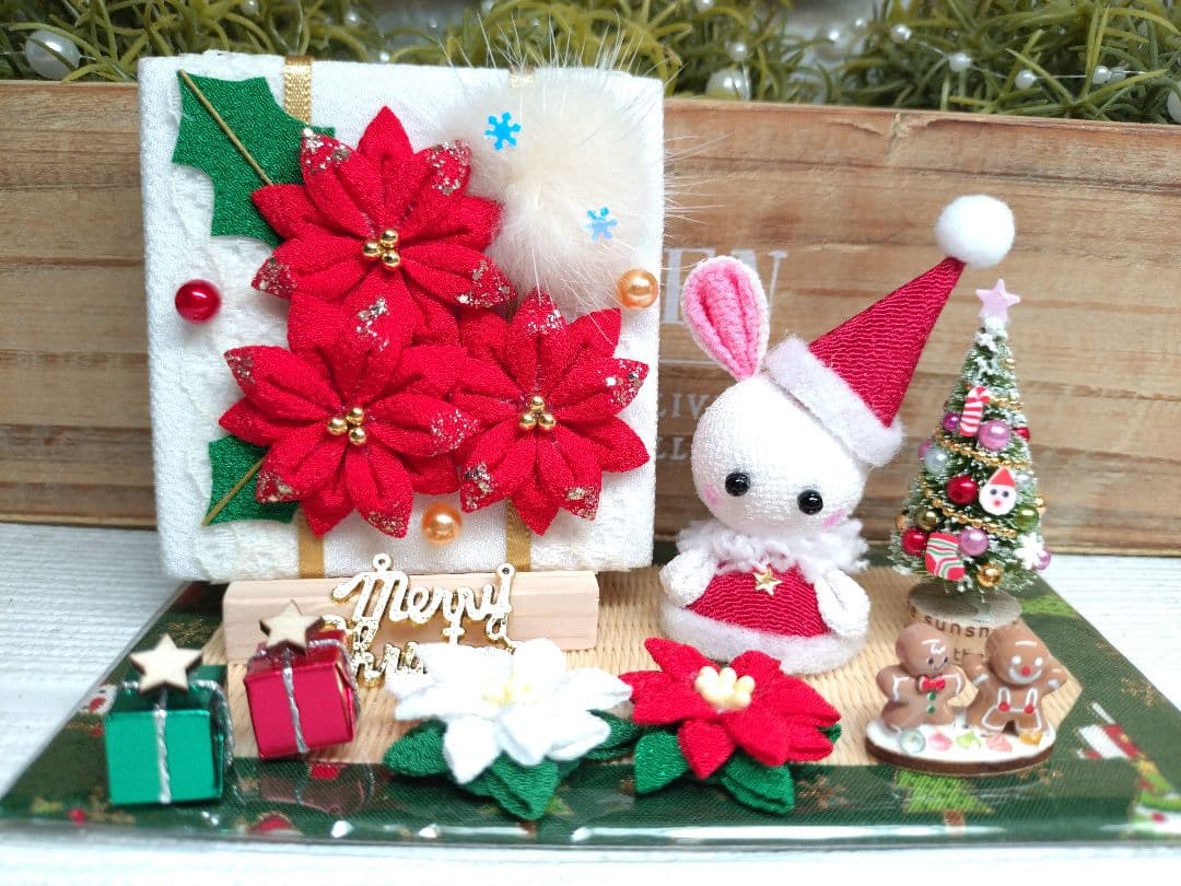 ♦No.18☆クリスマス飾り*☆サンタうさぎちゃんと可愛いピンクツリー♦他