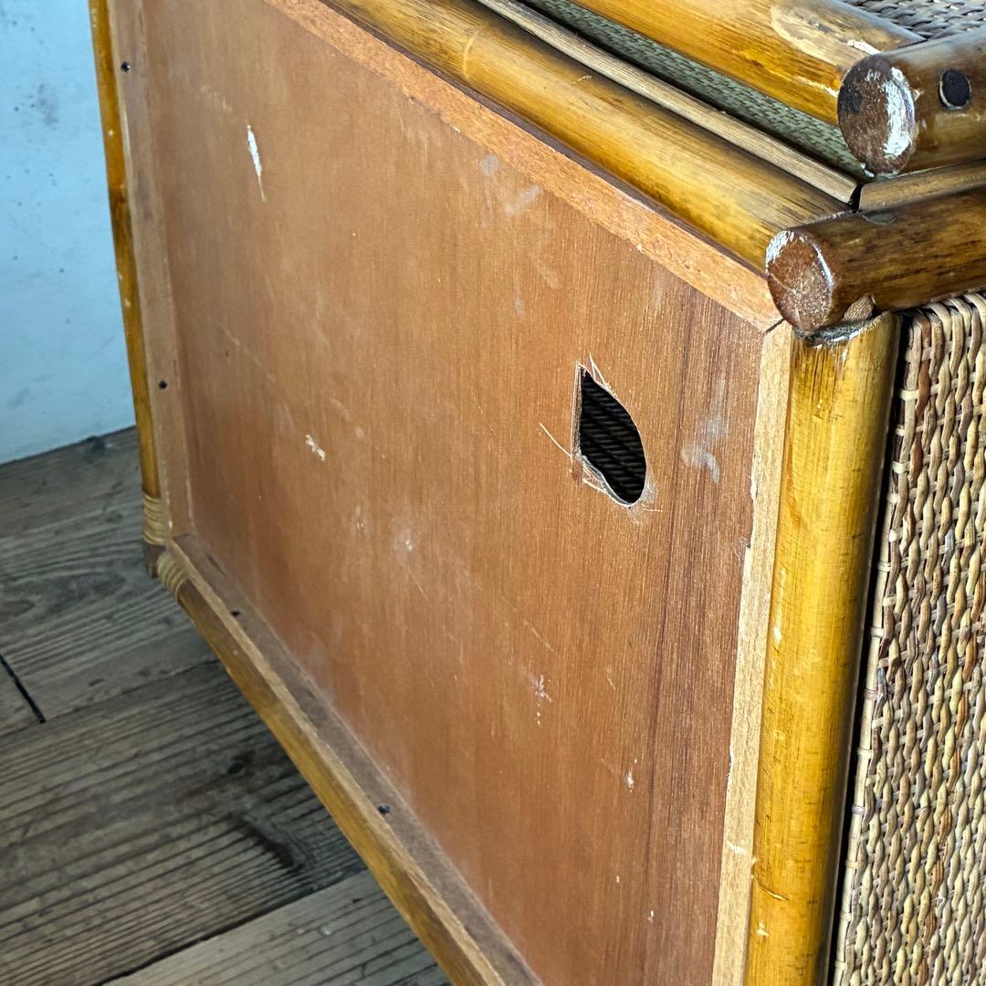 ヴィンテージ ラタン TVボード 回転式 ラック テレビ台