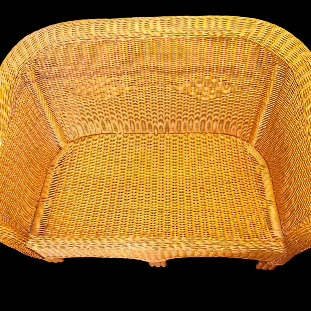 【レア】 2-3人掛け用ラタンソファ ナチュラルチェア ヴィンテージ天然素材 籐