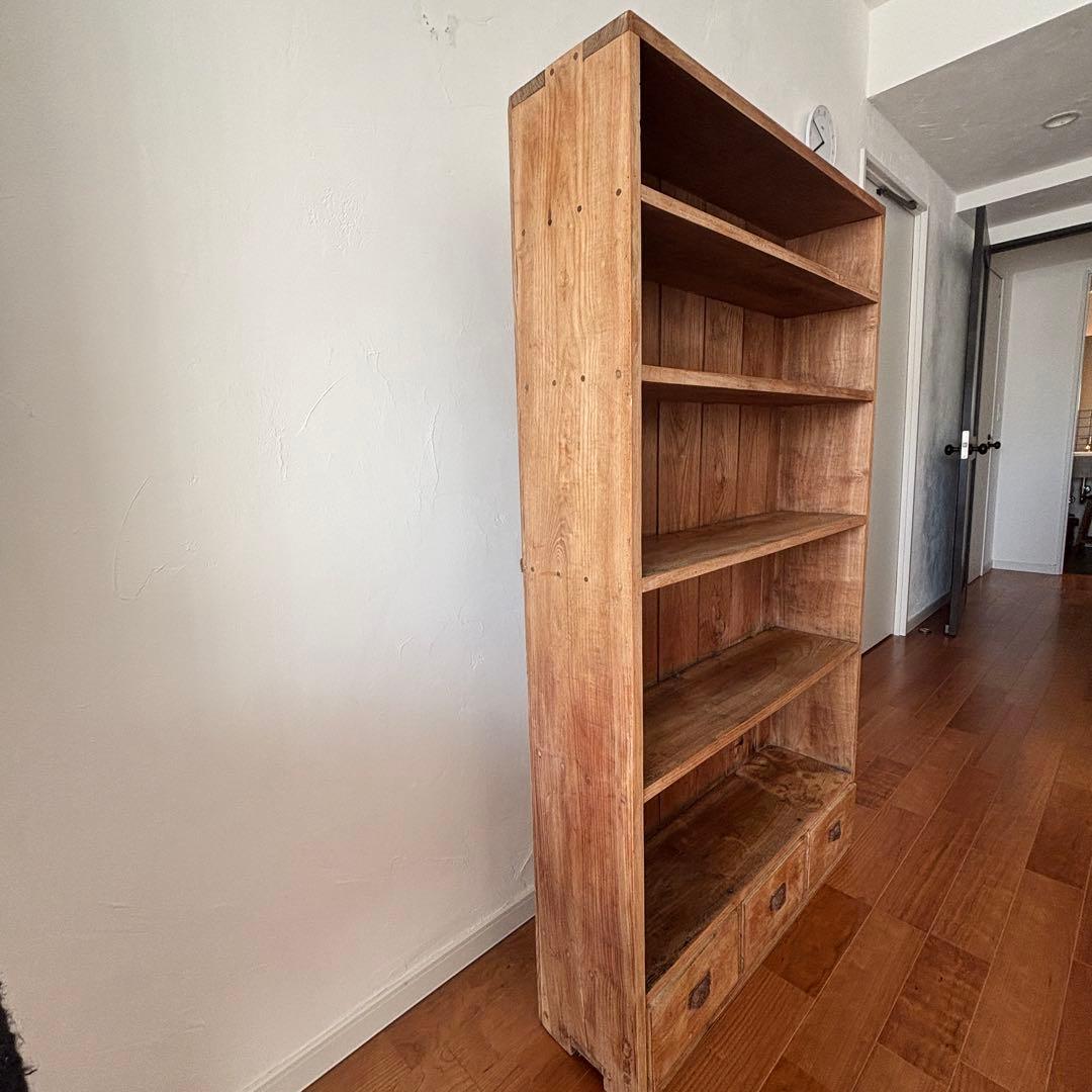 古道具　5段本棚 飾り棚　引き出し付き